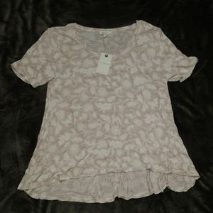 NEW LUCKY BRAND HIGH LOW SHORT SLEEVE NATURE SHIRT TOP